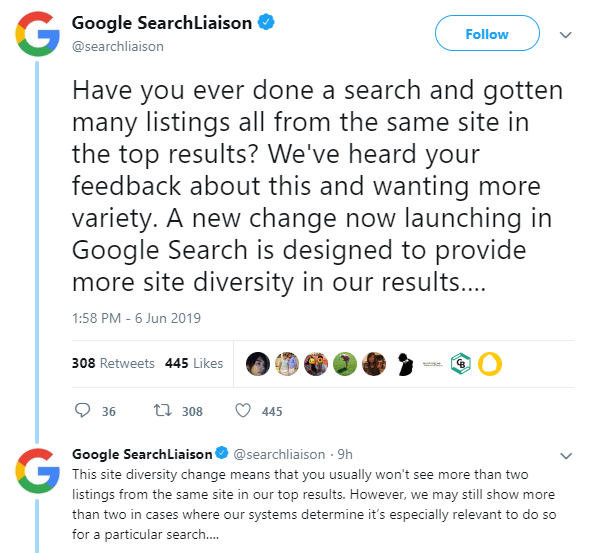 Google search update