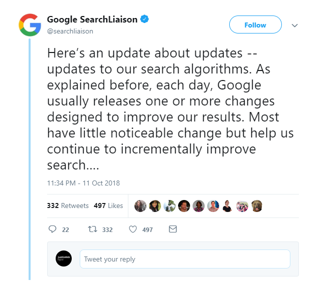 Google SearchLiaison's tweet